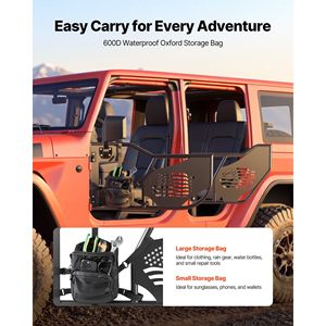 Cubierta de lona frontal y trasera con diseño de bandera para Jeep Wrangler JL 2018-2026 y Gladiator JT 2020-2026 (puertas tubulares) - Product Image 4