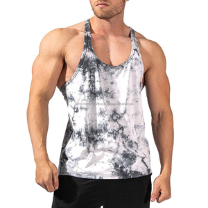 High quality Custom tie dyed Tank <b>Top</b> Men Gym Activewear Shirt Sleeveless Tank <b>Top</b> men Fitness Sports tie dyed <b>Vest</b> OEM - Product Image 1