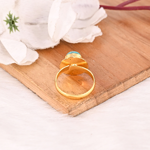 Natural Synthetic <b>Turquoise</b> Gemstone <b>Ring</b> Handmade Stylish Brass Jewelry for Women - Product Image 5