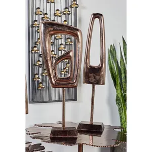 Escultura Geométrica Moderna de Acero Inoxidable, Decoración Artística para Mesa de Salón, 2 Piezas, Artesanía Metálica Hecha a Mano - Product Image 3