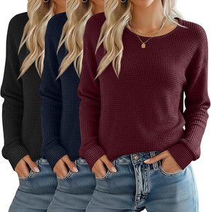 Breathable O-Neck Knitted Pullover <b>Sweater</b> Long Sleeve Sweatshirt Anti-Pilling Regular Fit Autumn Thermal Knit Sweatshirts - Product Image 2