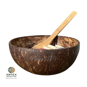 Eco-Friendly Handmade <b>Coconut</b> <b>Shell</b> Bowl & Spoon Set with Custom Engraved Logo Sustainable Boho Style ARTEX QUANG PHU - Product Image 1