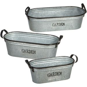 Rustic Galvanized Metal <b>Planter</b> Set, Ribbed Industrial Flower Pot for Indoor Outdoor Garden Home Decor Wholesale <b>Planter</b> Pot - Product Image 3