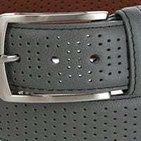 Cinturones de Cuero Genuino Gris de Alta Calidad con Logotipo Personalizado para Hombre, Cinturón de Golf Perforado Elástico con Hebilla de Pin, Venta al Por Mayor OEM 2026 - Product Image 4