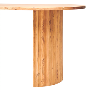 Mesa de Comedor de Estilo Americano con Base de Pedestal y Diseño Ovalado, Acabado Natural, para Comedor, Cocina, Restaurante, Casa de Campo - Product Image 5
