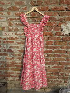 Vestido Largo Indio 100% Algodón Estampado a Mano con Cuello Cuadrado y Bordado Floral, Estilo Casual, Vestido Maxi Largo - Product Image 6
