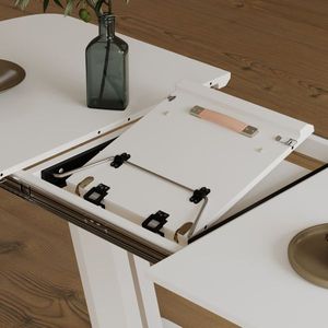 Tavolo da Pranzo Espandibile a U in Stile Industriale Moderno, 47.24-62.99 Pollici, in MDF Bianco, con Sedute Reclinabili - Product Image 5