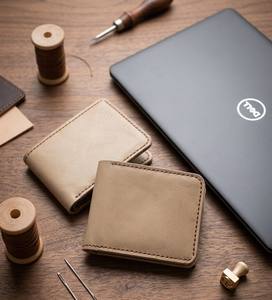 Handmade Premium Genuine Leather Candy Pattern Open Closure Fashion Short RFID Blocking Daily Use <b>Slim</b> Bi Fold for Men Stylish - Product Image 1