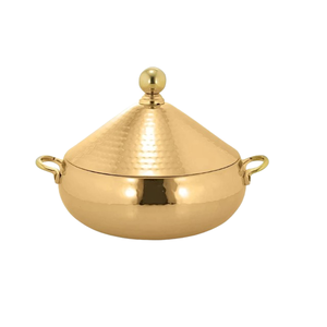 Modern Gold Plated Hammered Design Stainless Steel Metal Food Warmer Cookware Casserole Kitchenware Hotel Decor Handmade - Product Image 1