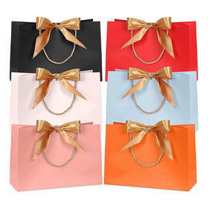250 GSM Black Luxury Paper <b>Bag</b> with Ribbon Handle for Gifts & Clothing - Product Image 5
