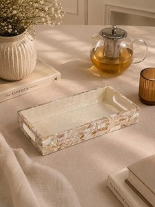Bandeja Rectangular de Nácar para Servir, Bandeja Otomana de Madera, Mesa de Centro, Platos Decorativos de Lujo Hechos a Mano - Product Image 5