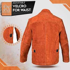 <b>Brown</b> High Quality <b>Leather</b> Safety Winter Wear Welding <b>Jackets</b> Welder Work Protective Heat Resistance <b>Jacket</b> for Labor Working - Product Image 6