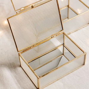 Decorative Metal And Glass Jewelry Box With Antique Finish For Wedding Gift And Home Decoration Purpose - Product Image 1