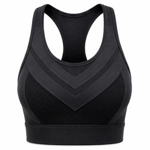 Women's Navy <b>Blue</b> Racerback Sports <b>Bra</b> High Support Seamless Breathable Mesh Panels Quick Dry Eco-Friendly Lightweight Yoga - Product Image 3