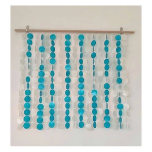 Decoración de Pared Circular de Arte Folclórico Ajustable Hecha a Mano con Conchas de Capiz, Adorno Colgante Azul y Blanco para Decoración Moderna del Hogar - Product Image 4