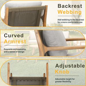 Set da conversazione da esterno in legno massello di acacia a 5 pezzi, divano componibile con cuscini e tavolino, modello D0100XFZ9J6 - Product Image 6