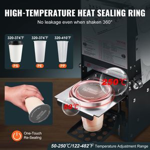 Macchina Sigillatrice Automatica per Bicchieri Alti 180 mm, 500-650 Bicchieri/Ora, Sigillatrice Elettrica per Tè con Bicchieri da 90/95 mm - Product Image 3