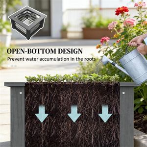Fioriera Rialzata in Legno con Telaio a Griglia e Vaso Grigio, Contenitore Resistente per Piante da Esterno, Recinzioni, Tralicci e Cancelli - Product Image 4