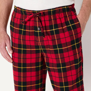 High Quality Lightweight <b>Men's</b> Casual Red <b>Flannel</b> <b>Pajama</b> Cotton Breathable Eco-Friendly Fashionable Home Lounge Wear Comfortable - Product Image 4