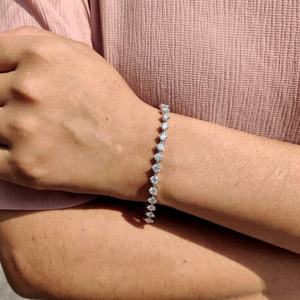 925 Sterling Silver Gold Plated Moissanite Tennis Bracelet Round Cut <b>Iced</b> Out Luxury Unisex - Product Image 3