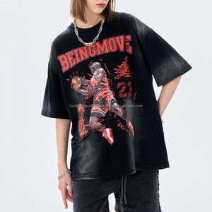 Move Basketball Player <b>Skulls</b> Print Front Logo Regular Fit Short Sleeve O-Neck <b>Men's</b> T-<b>Shirt</b> Street Style Jersey Knitted Cotton - Product Image 1