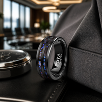 Bague de mariage pour homme en carbure de tungstène noir de 8 mm avec incrustation de pierres colorées effet galaxie et sable noir, ajustement confortable, vente en gros