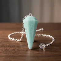Pendentif en cristal d'amazonite naturelle en gros, pour la radiesthésie, le Reiki, la guérison et la méditation, en forme de cône à facettes, fournisseur d'Inde