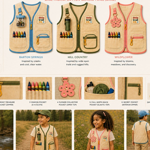Gilet utilitaire pour enfants OEM, écologique, respirant, en toile, avec bordure en dentelle, plusieurs poches, unisexe, toutes saisons, gilet uniforme - Product Image 5