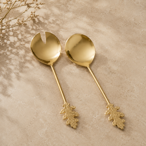 Juego de 2 Servidores de Ensalada de Latón con Diseño de Mango de Palmera para Servir Ensaladas y Aperitivos - Product Image 5
