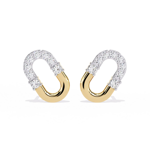 Boucles d'oreilles clous Ajretail en or 14 carats avec diamant naturel 0,21 ct, motif floral, style ethnique, couleur HI, clarté VS-SI, maillons éternels, boucles d'oreilles fines - Product Image 1