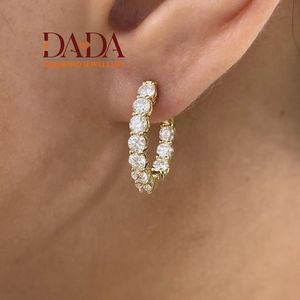 Aros Clásicos Redondos con Diamantes Cultivados en Laboratorio, Chapados en Oro y Rodio, Aros Premium para Mujeres Modernas, Regalo de Aniversario - Product Image 6