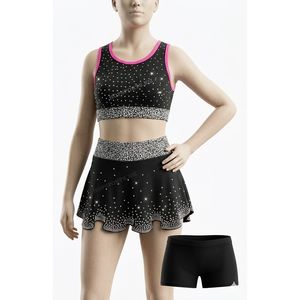 Ensemble de shorts et soutien-gorge d'entraînement de cheerleading avec strass imprimés pour adolescentes - Kits d'uniformes de cheerleading 100 % polyester - Product Image 1