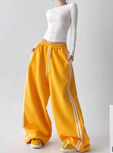Pantalones de Mujer, Diseño Juvenil, Verano, Corte Recto, Franja Lateral, 100% Algodón, Paleta de Colores Versátil para Uso Diario Informal - Product Image 4