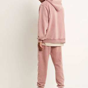 เสื้อฮู้ดดี้ย้อมสีแบบแอซิดวอชขายส่งยอดนิยม สีดำล้วนสำหรับผู้ชาย สไตล์สตรีทแวร์ใหม่ - Product Image 4