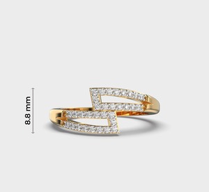 Bague en diamant Voltisse Bolt en or jaune 14 carats, taille ronde, motif zig-zag géométrique, sertissage pavé, bijoux fins minimalistes, bague pour femme - Product Image 5