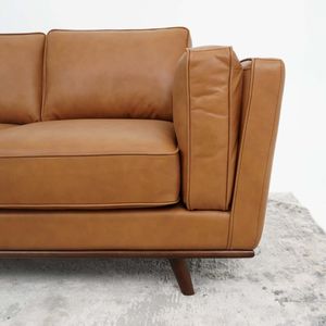Divano in Vera Pelle Chase Stile Mid-Century Modern per Soggiorno - Product Image 6