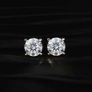 4 TCW Round Cut Moissanite Stud <b>Earrings</b> 14K Solid Gold Lab Diamond Solitaire Studs VVS1 Moissanite <b>Earrings</b> 925 <b>Silver</b> Jewelry - Product Image 2