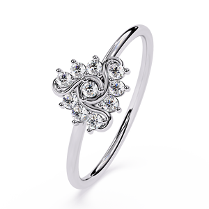 Bague de fiançailles romantique en or blanc avec diamant rond taille brillant, certifié GIA, bijoux pour femmes - Product Image 2