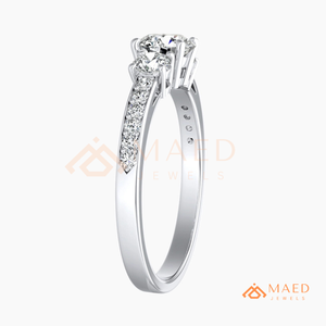 Classic Three Stone 925 Sterling <b>Silver</b> <b>Ring</b> | Round Brilliant Cut Engagement <b>Ring</b> | Pavé <b>Set</b> Side Stone Promise <b>Ring</b> - Product Image 6