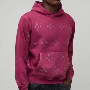 Sweat-shirt décontracté pour homme, noir, à capuche, avec strass, en polaire respirante, style streetwear, logo sur le devant, coupe classique, 100% coton - Product Image 1