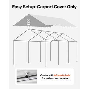Telo di Ricambio per Tettoia Auto/Camion 10x20 piedi, Resistente ai Raggi UV, Impermeabile, Tenda Garage Portatile, Riparo per Auto - Product Image 5