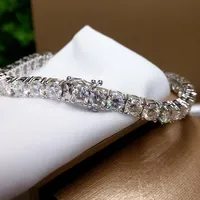 Tishya <strong>Diamond</strong> 15CT Round Cut Moissanite <strong>Tennis</strong> <strong>Bracelet</strong> in 925 Sterling Silver Gold Plated Finish Unisex