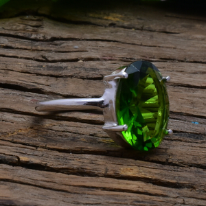 Bague en argent sterling 925 avec pierre de péridot naturelle verte, sertie à griffes, faite à la main, bijou pierre de naissance d'août pour femme - Product Image 2