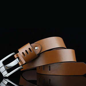 Ceinture en cuir de vache marron avec boucle rectangulaire en acier, style décontracté et durable - Product Image 2