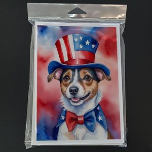 Lunatique A7 taille 5x7 cartes vierges patriotique américain Jack Russell Terrier carte de voeux Pack 8 avec enveloppes - Product Image 3