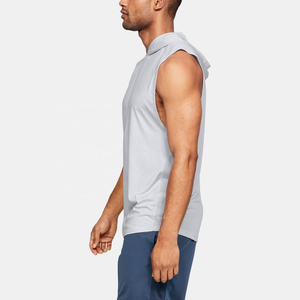 Sudadera sin mangas con capucha para hombre con logo personalizado, chaleco deportivo con cordón para gimnasio y entrenamiento, venta al por mayor - Product Image 6
