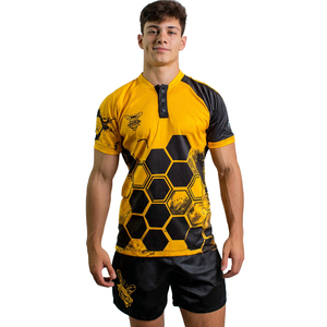 Button <b>Down</b> Football Sublimated Uniform 100% Polyester Printed Rugby Uniforms Men's Training Wear Football Uniforms - Product Image 1