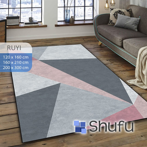 Tapis moderne en polyester imprimé brillant Shufu, antidérapant, anti-allergie, facile à nettoyer, tapis de sol sûrs pour les enfants, pour la maison et le bureau - Product Image 5