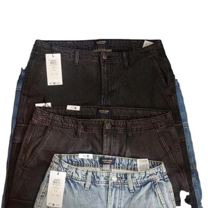 กางเกงผ้าฝ้ายขาตรงของผู้ชายกางเกงผ้ายีนส์มีกระเป๋าสำหรับใส่ของซักได้แนววินเทจแบบสั่งทำ - Product Image 3