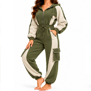 Combinaison en polaire personnalisée pour femmes avec fermeture éclair pour un usage décontracté et de détente - Product Image 5